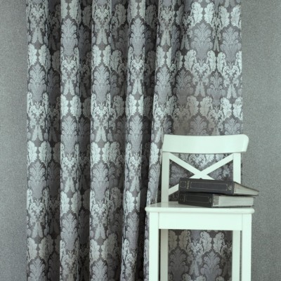 Massarelli Klasik Damask Fon Pərdə – Antrasit / Gümüş, 1:3 Sıx Pilə, 150×260 sm