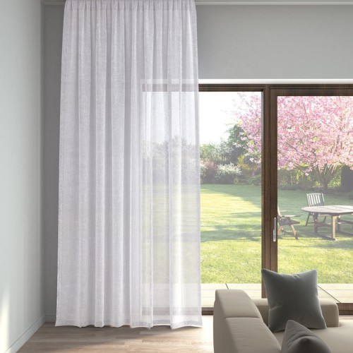 Kristal Pərdə – Optik Ağ Kətan Görünüşlü Düz Tül Pərdə, Ütü Tələb Etmir