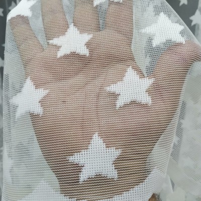 Kristal Pərdə – Ulduz Naxışlı Tül Pərdə, Seyrək Pileli (1x2), Dekorativ Model