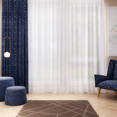 Kristal Pərdə – İncə Zolaqlı Tül Pərdə, Qurşunlu Etek, Yüksək Pile Sıxlığı (1/2.5)